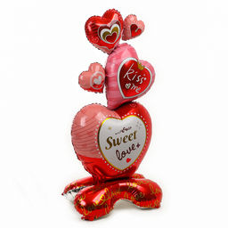 Воздушный шар фольгированный 61" «Сердца для любимой», на подставке