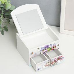 Шкатулка для украшений Тележка с цветами, с зеркалом, дерево, 10.5?10.8?7 см