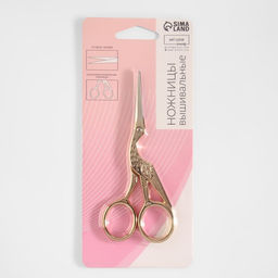 Ножницы для рукоделия «Цапельки», скошенное лезвие, 4.5", 11.4 см, цвет золотой