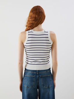 Bisiklet Yaka ?izgili Kad?n Triko S?veter