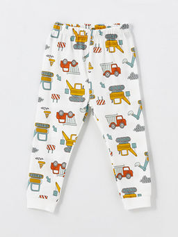 Beli Lastikli Bask?l? Erkek Bebek Pijama Alt