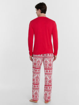 Пижама мужская красная с принтом и надписью Чакаю каляды красный +новогодний орнамент 591023 - Mark formelle фото 3