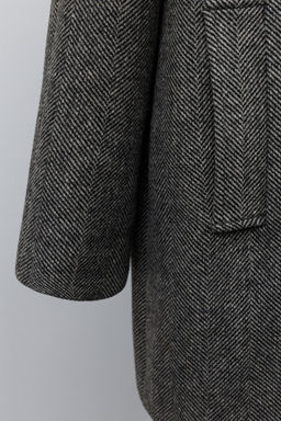 HERRINGBONE COAT WITH WOOL AND FAUX FUR COLLAR - Zara фото 6