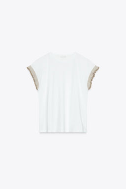 METALLIC THREAD RUFFLE T-SHIRT - Zara фото 5