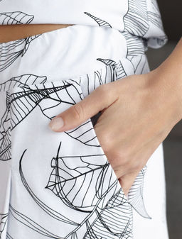 Юбка-шорты в складку с карманами из 100% хлопка с принтом - Vilatte фото 4