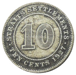 10 центов 1927 года Стрейтс Сетлментс