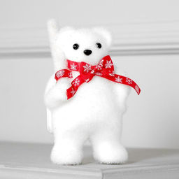 Светодиодная фигура «Медведь с посохом» 9×15×6 см, флок, батарейки CR2032×2 (не в комплекте), свечение тёплое белое