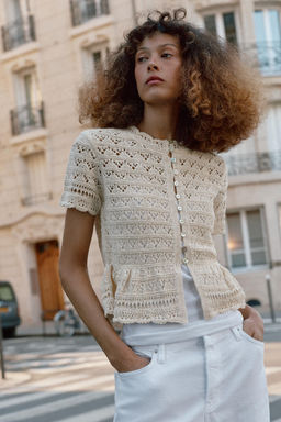 CHAQUETA PUNTO POINTELLE MANGA CORTA / Crudo - Zara фото 4