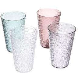 Цена за 2 шт. Стакан пластиковый 440мл "Ромашки" в наборе 4шт, микс цветов