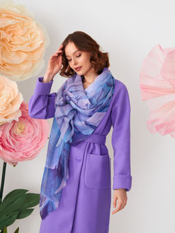 Большой, мягкий, тонкий и очень нежный двусторонний палантин с рисунком в стиле арт-деко - Tantino фото 7