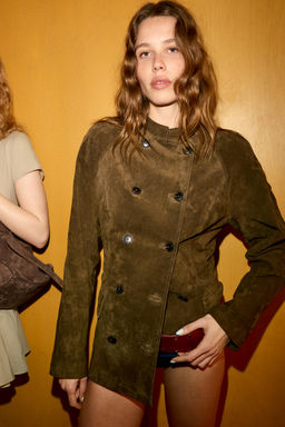 FITTED 100% SUEDE LEATHER JACKET - Zara фото 8