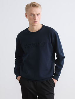Bisiklet Yaka Bask?l? Erkek Sweatshirt