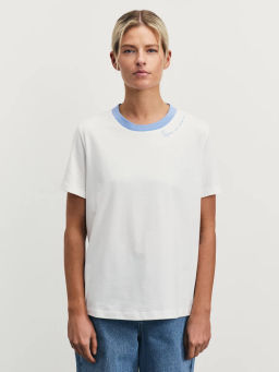 Футболка с принтом и контрастной горловиной / Zarina  фото 4