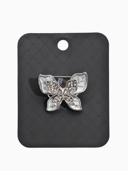 Брошь «Бабочка», перламутровая, белая в серебре
