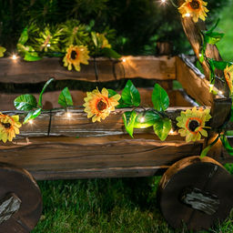 USL-S-138/PT2300 SUNFLOWERS Садовая гирлянда на солнечной батарее Подсолнухи. 24 светодиода. Теплый белый свет. 1*АА Ni-Mh аккумулятор в/к. IP44. TM Uniel - Volpe фото 6