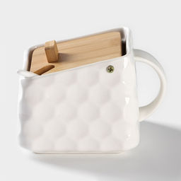 Банка для сыпучих BellaTenero, 800 мл, 14.511 см, с ложкой, с бамбуковой крышкой, фарфор, белая фото 3