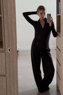 RIBBED POLO NECK T-SHIRT - Zara фото 10