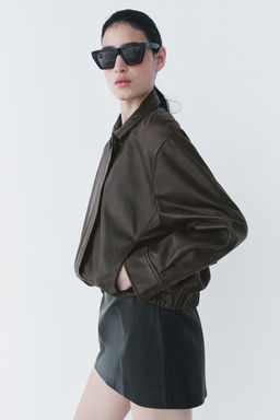 ZW COLLECTION LIMITED EDITION 100% LEATHER SHORT SKIRT - Zara фото 4