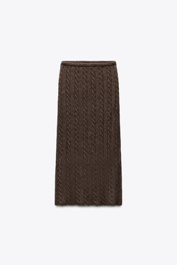 CABLE KNIT MIDI SKIRT WITH WOOL - Zara фото 9