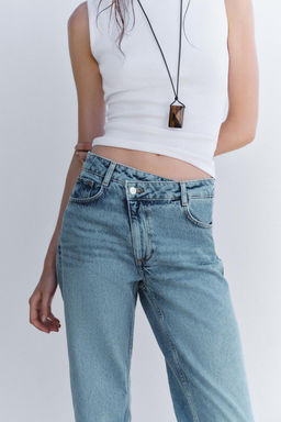 JEANS Z1975 STRAIGHT HIGH-WAIST CROSSOVER WAIST - Zara фото 6