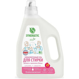 Гель для стирки SYNERGETIC ULTRA WHITE, для светлых и белых тканей, биоразлагаемый, концентрированный, 1.5 л
