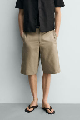 BERMUDA RELAXED FIT ALGOD?N - LINO / tostado