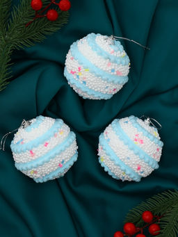 Ёлочные игрушки Маттео, шары новогодние, d=8 см, 3 шт., голубой