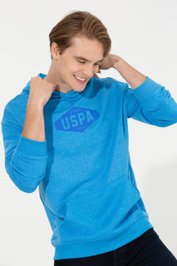 U. S. Polo Assn Мужская комфортная толстовка с капюшоном кобальтового меланжевого цвета