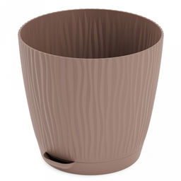 Горшок для цветов пластмассовый "Флис" 1,2л, д13,5см, h12,5см, с прикорневым поливом, какао (Россия)