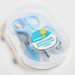 Детский маникюрный набор: ножницы, книпсер, пилка, голубой