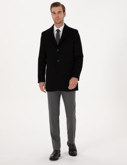 Siyah Ex Slim Fit Y_n Kar___ml_ Palto