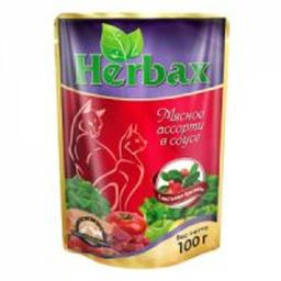 Herbax пауч 100 г. Мясное ассорти с листьями брусники 4610003548902