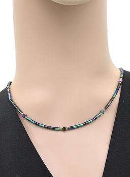 Чокер из гематита цилиндр 2*5мм цвет хамелеон, 40см Радуга камня