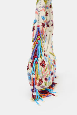 OVAL BAG WITH FLORAL EMBROIDERY