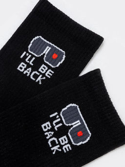 Цена за 5 пар! Высокие мужские носки черного цвета с надписью ILL BE BACK - Mark formelle фото 4