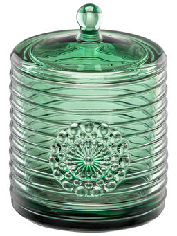 Сахарница 300 мл 8,5*8,5*12 см "Медальон" зеленый, стекло