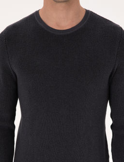 Antrasit Slim Fit Pamuk Kar___ml_ Bisiklet Yaka Triko Kazak - Cacharel фото 6