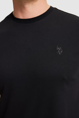 Erkek Siyah Regular Fit Bisiklet Yaka Basic Ti__rt