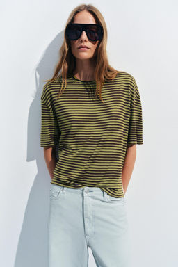 CAMISETA RAYAS R?STICA / Marr?n / Verde