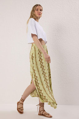 Trendyolmilla Cok Renkli Asimetrik Y?rtmacl? Uzun/Maxi Viskon Etek TWOSS25ET00183 фото 2