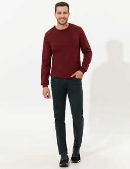Bordo Slim Fit Bisiklet Yaka Basic Triko Kazak - Pierre cardin фото 4