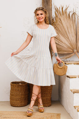 Платье AMORI 9806 полоска голубая