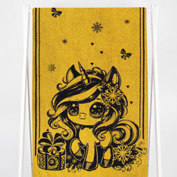6с102.411ж1 Аниме-единорог(т.желтый) Полотенце махровое 67х150см