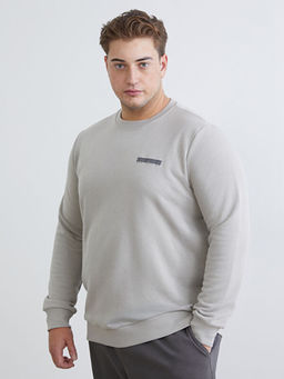 Bisiklet Yaka Bask?l? Erkek Sweatshirt