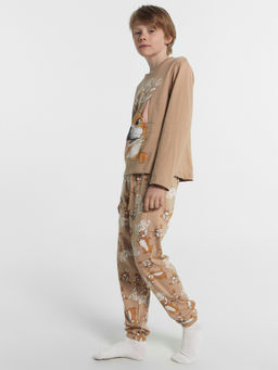 Комплект для мальчиков (джемпер, брюки) бежевый с собачками