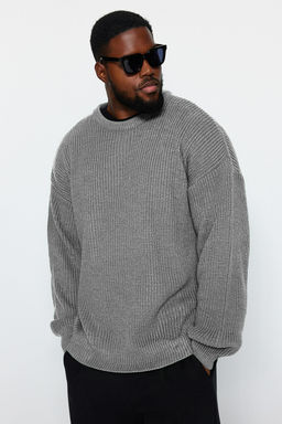 TRENDYOL MAN Lacivert Buyuk Beden Oversize Fit Genis Kal?p Bisiklet Yaka Basic Triko Kazak TMNAW24AN00001 - Trendyolmilla фото 15