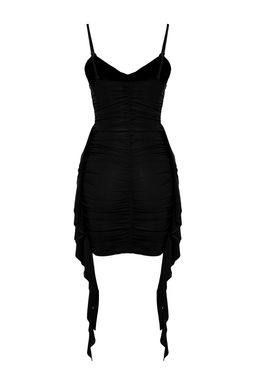 Siyah Vucuda Oturan Drapeli Orme K?sa Elbise TPRSS24EL00014 - Trendyolmilla фото 8