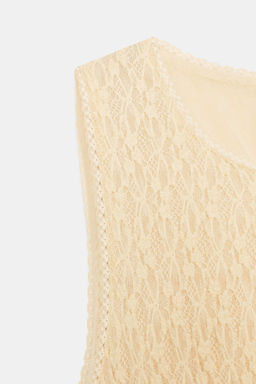 VESTIDO MIDI ENCAJE FRUNCES / Amarillo pastel - Zara фото 11