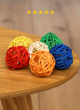 Игрушка для кошек, мяч плетеный из лозы, 4 см., 6 шт. PS097