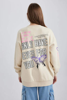 Толстый толстый свитшот Cool Oversize с круглым вырезом - Defacto фото 6